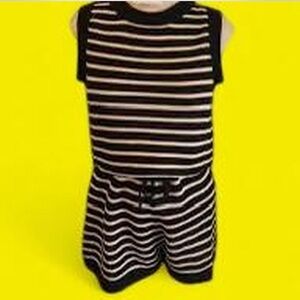 Striped Black and White Sleeveless Jumpsuit